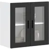 Image de vidaXL Armoire murale de cuisine avec porte en verre Porto noir