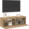 Image de vidaXL Meubles TV avec lumiÃ¨res LED 2 pcs chÃªne artisanal