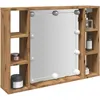 Image de Vidaxl Armoire Ã Miroir Avec Led ChÃªne Artisanal 76x15x55 Cm