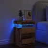 Image de Vidaxl Table De Chevet Et Led Vieux Bois 35x39x55 Cm Bois D'ingÃ©nierie