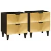 Image de vidaXL Table de chevet avec tiroir 2 pcs Noir et or 40 x 33.5 x 46 cm