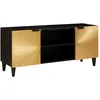 Image de vidaXL Meuble TV Noir et or 105 x 33 x 46 cm bois de manguier massif