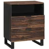 Image de Vidaxl Table De Chevet 50x33x60 Cm En Bois Massif De Noyer Et Bois Technique
