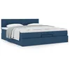 Image de VidaXL Cadre de lit ottoman avec matelas bleu 160x200 cm tissu