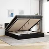 Image de VidaXL Cadre de lit ottoman avec matelas noir 200x200 cm tissu