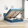 Image de vidaXL Cadre de lit ottoman avec matelas bleu foncÃ© 140x200 cm velours