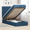 Image de vidaXL Lit ottoman avec matelas bleu 90x200 cm tissu
