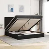 Image de VidaXL Cadre de lit ottoman avec matelas noir 200x200cm tissu