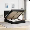 Image de VidaXL Cadre de lit ottoman avec matelas noir 140x200 cm tissu