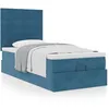 Image de vidaXL Cadre de lit ottoman avec matelas bleu foncÃ© 90x200 cm velours