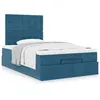 Image de vidaXL Cadre de lit ottoman avec matelas bleu foncÃ© 120x190 cm velours