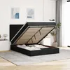 Image de VidaXL Cadre de lit ottoman avec matelas noir 140x200 cm tissu