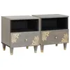 Image de vidaXL Cabinet de chevet avec tiroir 2 pcs Gris 40 x 33 x 46 cm