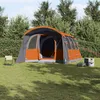 Image de Tente Familiale Vidaxl Avec FenÃªtres Tunnel Gris Et Orange Pour 8 Personnes, ImpermÃ©able