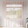 Image de Vidaxl Rideaux En Voile Avec ?illets 2 Pcs Rose Clair 140x225 Cm
