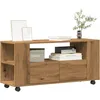 Image de vidaXL Meuble TV avec roulettes chÃªne artisanal bois d'ingÃ©nierie
