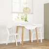 Image de vidaXL Chaises Ã  manger 2 pcs blanc bois massif caoutchouc
