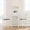 Image de vidaXL Tabourets de bar avec coussins 2 pcs blanc bois massif d'hÃ©vÃ©a