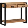 Image de Table Console vidaXL Noire 90x33x75 cm en Acacia Massif et MÃ©tal