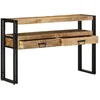 Image de Tables d'appoint vidaXL Noires 120x33x75 cm en bois de manguier massif et mÃ©tal