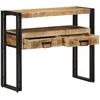 Image de Tables d'appoint vidaXL Noires 90x33x75 cm en Bois de manguier massif et MÃ©tal