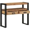 Image de Table Console vidaXL Noir 90x33x75 cm en Bois d'Acacia Massif et MÃ©tal