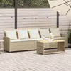 Image de Vidaxl CanapÃ© De Jardin Avec Coussins 5 Places Beige RÃ©sine TressÃ©e