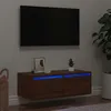 Image de vidaXL Meuble TV avec lumiÃ¨res LED chÃªne marron 75x35,5x25 cm