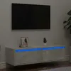 Image de vidaXL Meuble TV avec lumiÃ¨res LED gris bÃ©ton 100X35,5x25 cm
