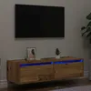 Image de vidaXL Meuble TV avec lumiÃ¨res LED vieux bois 100X35,5x25 cm