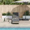 Image de Vidaxl Chaise Longue Avec Roues Et Coussin Gris RÃ©sine TressÃ©e