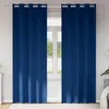 Image de Vidaxl Rideaux Avec Des Rideaux 2 Pcs Bleu FoncÃ© Polyester