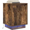 Image de VidaXL Table de chevet avec lumiÃ¨res LED chÃªne fumÃ© 38x34x50 cm