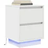 Image de VidaXL Table de chevet avec lumiÃ¨res LED blanc 38x34x50 cm