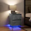 Image de vidaXL Tables de chevet avec lumiÃ¨res LED 2 pcs gris bÃ©ton 38x34x50 cm