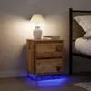 Image de VidaXL Tables de chevet avec lumiÃ¨res LED 2pcs vieux bois 38x34x50 cm