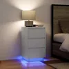 Image de vidaXL Table de chevet avec lumiÃ¨res LED blanc 38x34x65 cm