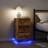 Image de VidaXL Table de chevet avec lumiÃ¨res LED vieux bois 38x34x65 cm