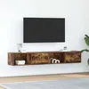 Image de vidaXL Meubles TV 2 pcs chÃªne fumÃ© 80x31x25,5 cm bois d'ingÃ©nierie