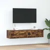 Image de vidaXL Meubles TV 2 pcs chÃªne fumÃ© 60x31x25,5 cm bois d'ingÃ©nierie
