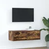 Image de vidaXL Meuble TV chÃªne fumÃ© 80x31x25,5 cm bois d'ingÃ©nierie