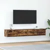 Image de vidaXL Meubles TV 2 pcs chÃªne fumÃ© 80x31x25,5 cm bois d'ingÃ©nierie