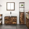 Image de Set de meubles de salle de bain 2 piÃ¨ces en bois d'ingÃ©nierie chÃªne fumÃ©