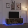 Image de vidaXL Meuble TV avec lumiÃ¨res LED chÃªne fumÃ© 160,5x41x50 cm