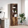 Image de vidaXL Buffet haut chÃªne fumÃ© 50x35x180 cm bois d'ingÃ©nierie