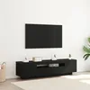 Image de Buffet TV vidaXL avec lumiÃ¨res LED noir chÃªne 160x35x40 cm en bois d'ingÃ©nierie