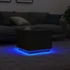 Image de vidaXL Table basse avec lumiÃ¨res LED chÃªne noir 50x50x40 cm