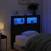 Image de vidaXL Armoire tÃªte de lit avec LED chÃªne noir 100x17x102 cm