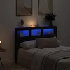 Image de vidaXL Armoire tÃªte de lit avec LED chÃªne noir 140x17x102 cm