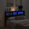 Image de vidaXL Armoire tÃªte de lit avec LED chÃªne noir 160x17x102 cm
